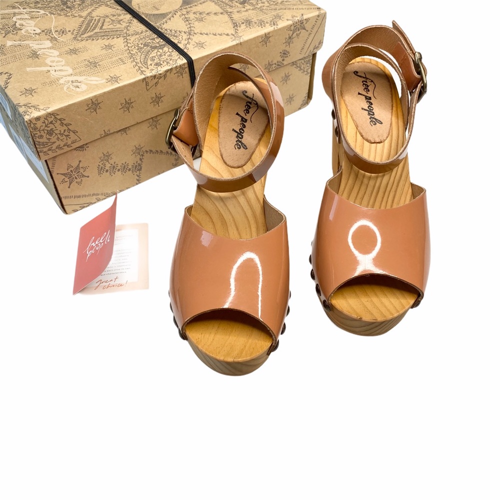 new Free People ❤︎ Pasadena Studded Shiny Leather + Wood Clogs ❤︎ Rose 40 9.5M - Picture 4 of 17